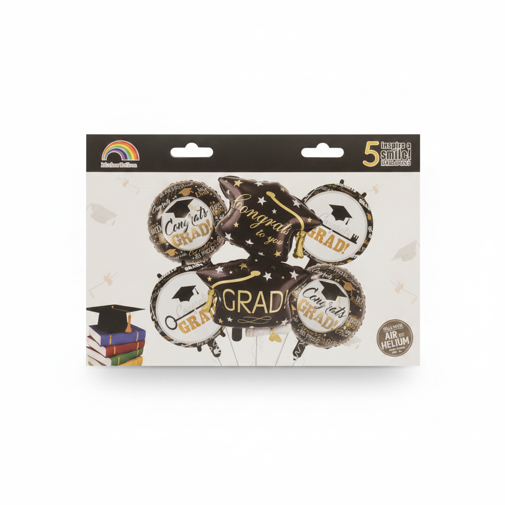 Mcolour Balloon 5-Pack Congrats Grad! Foil Balloons
