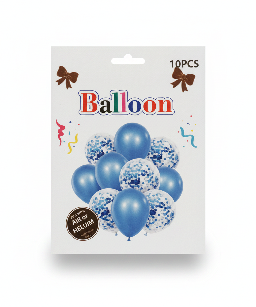 10PCS Blue & Confetti Balloon Set