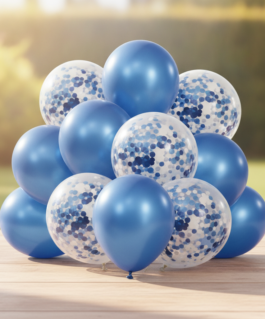 10PCS Blue & Confetti Balloon Set