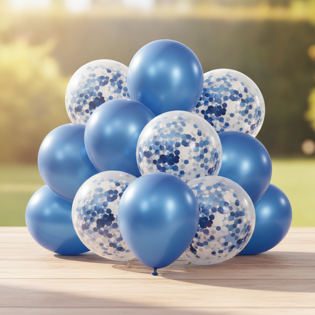 10PCS Blue & Confetti Balloon Set