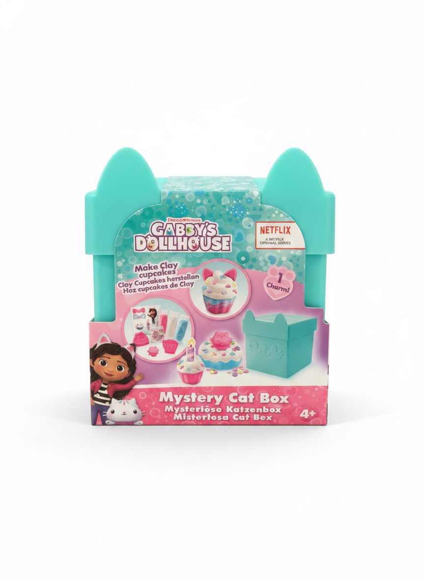 DreamWorks Gabby's Dollhouse Make Clay Cupcakes Mystery Cat Box
