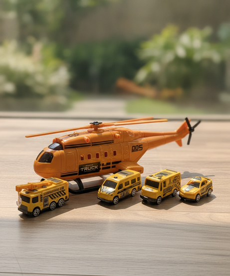 HD Series Toys Engineering Helicopter & Vehicle Set