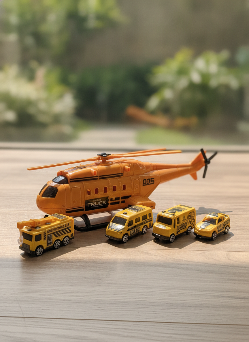 HD Series Toys Engineering Helicopter & Vehicle Set