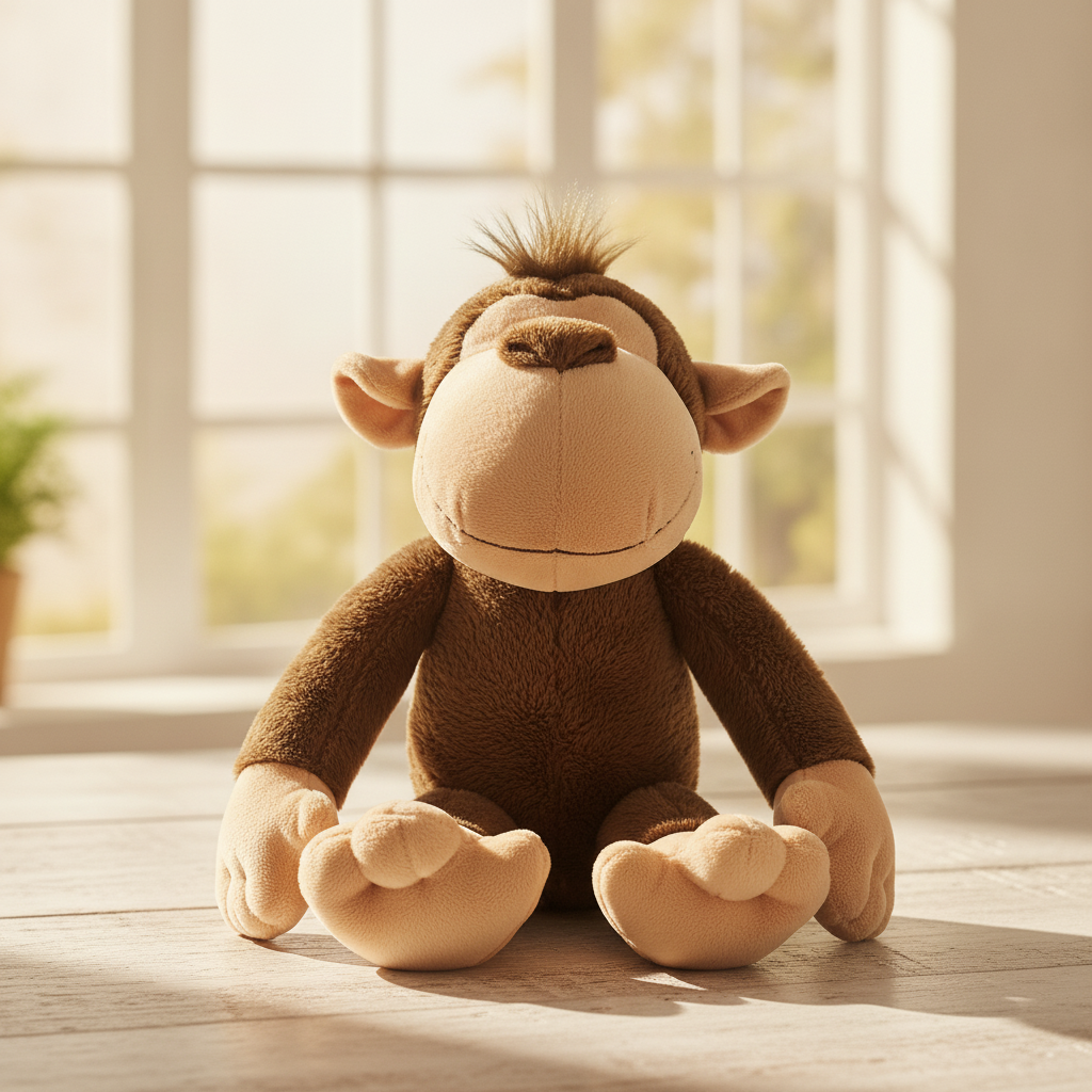 Spiky-Haired Brown Plush Monkey Toy-35cm