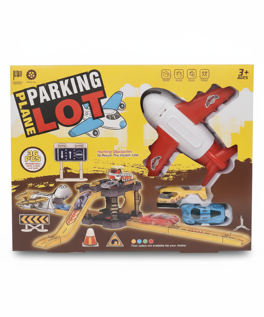 Plane Parking Lot Racing Car Playset