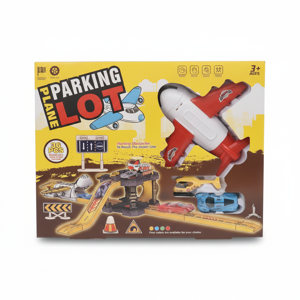 Plane Parking Lot Racing Car Playset