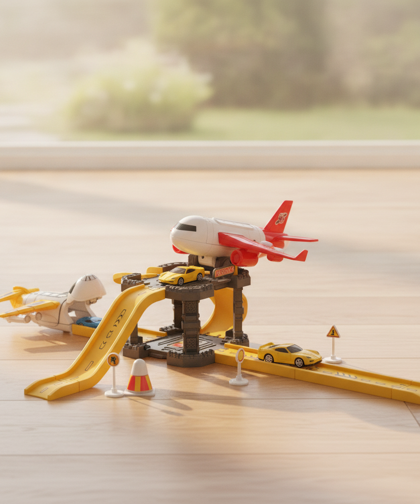 Plane Parking Lot Racing Car Playset