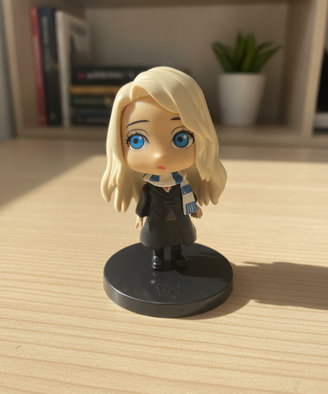 Chibi-Style Blonde Hair Collectible Figure with Blue Scarf