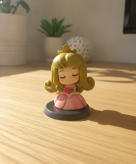 Chibi Princess Figurine with Rose Dress
