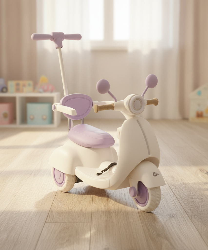 Electric Ride-On Scooter with Parent Push Handle (MX-988)