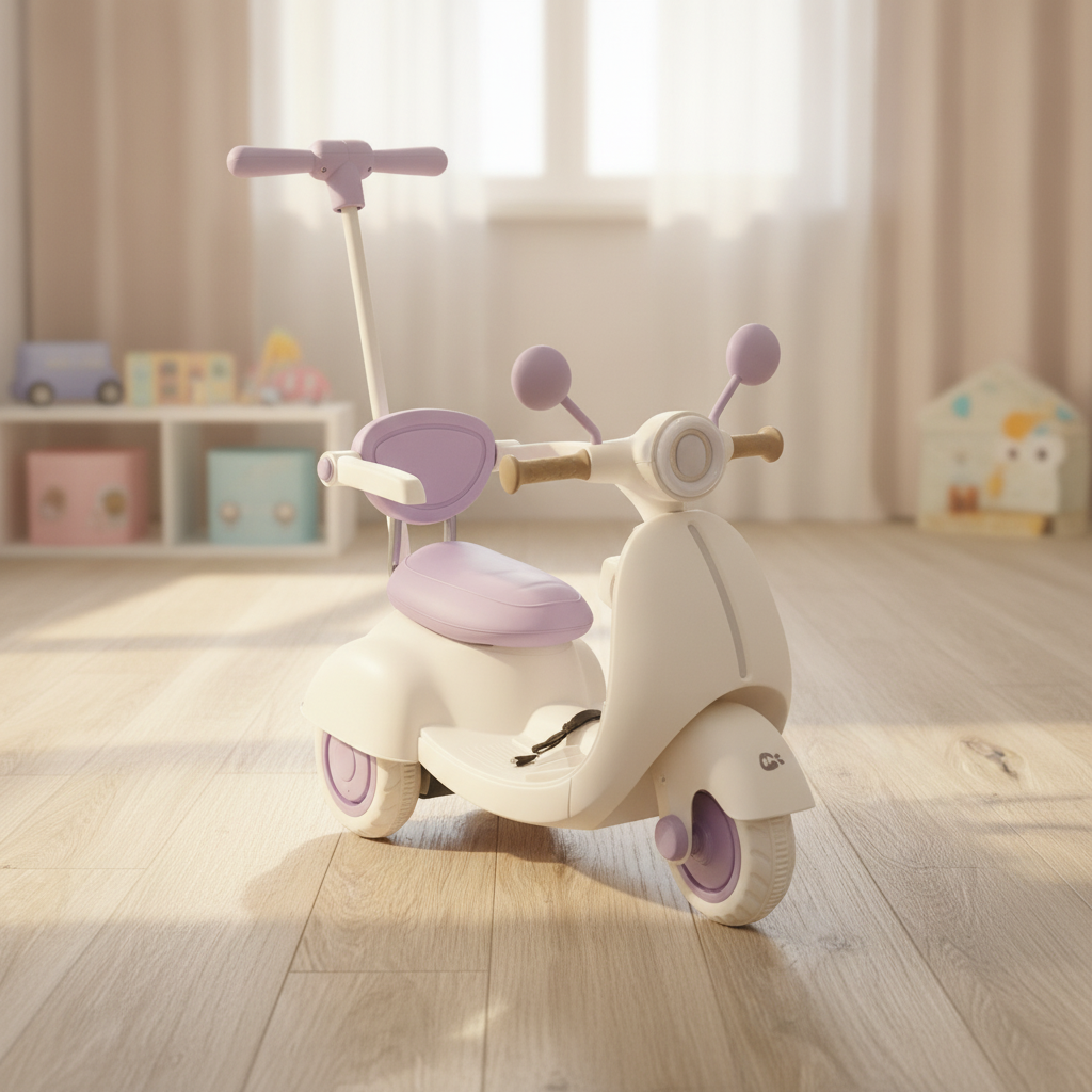Electric Ride-On Scooter with Parent Push Handle (MX-988)