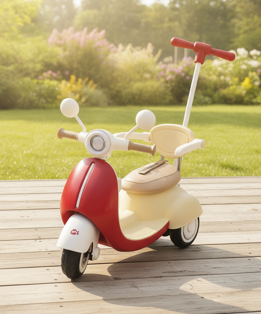 Toddler Retro Ride-On Scooter with Push Handle