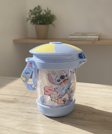 Disney Stitch Character Tumbler with Lid and Strap