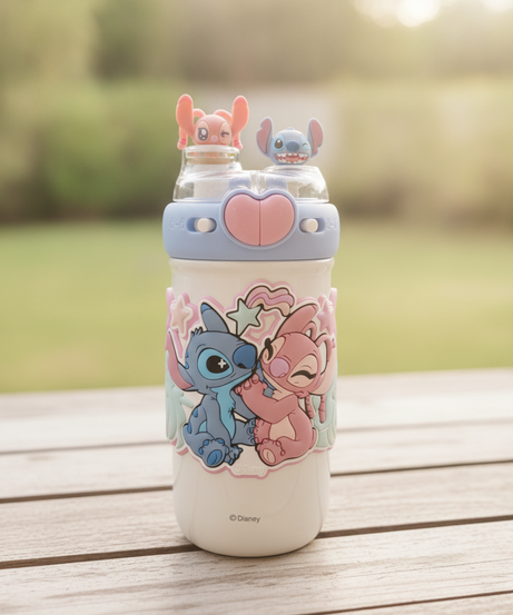 Disney Stitch & Angel Dual-Straw Water Bottle