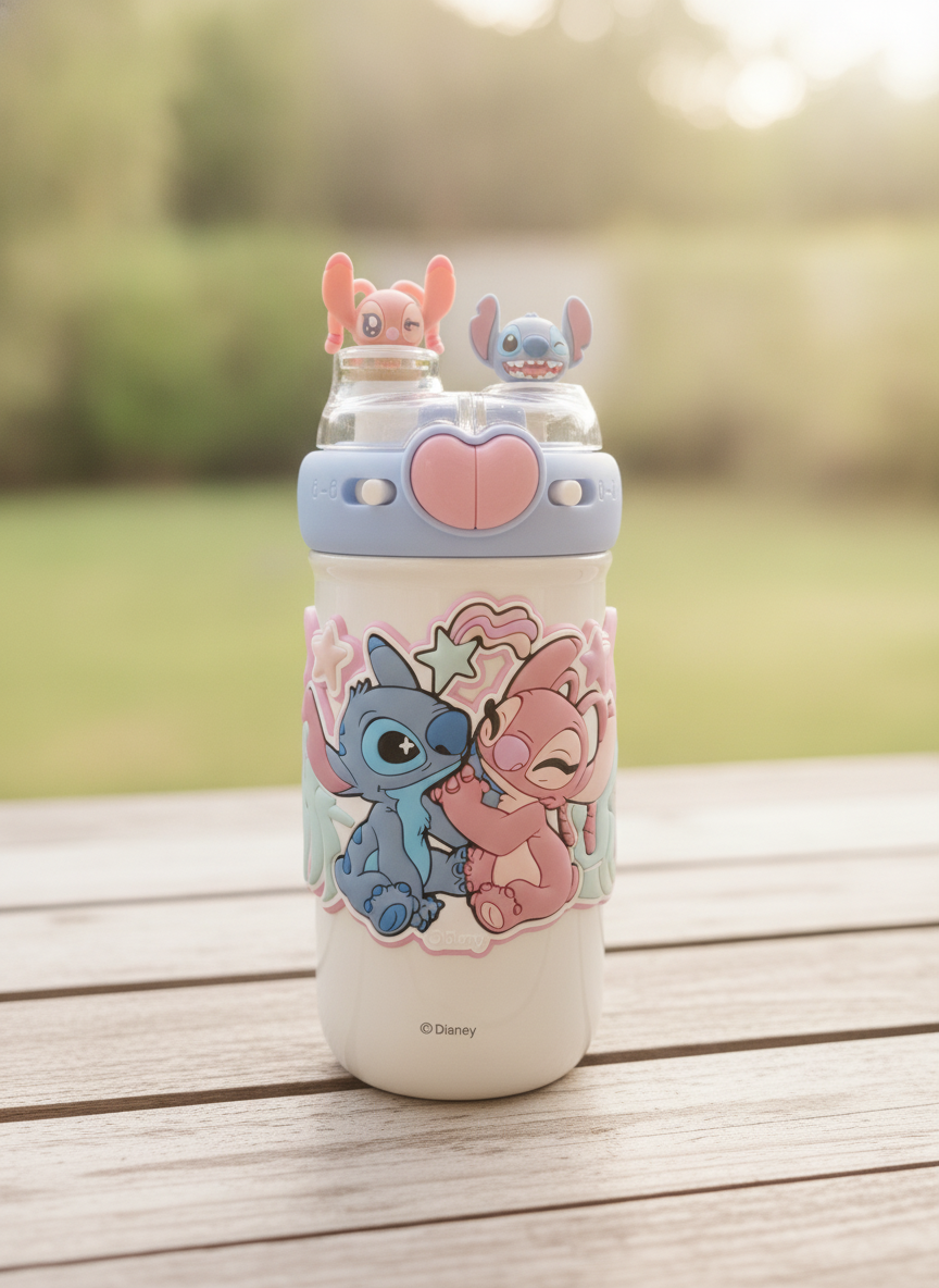 Disney Stitch & Angel Dual-Straw Water Bottle
