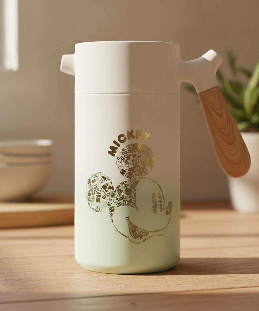 Mickey Mouse Thermal Flask with Wooden Handle