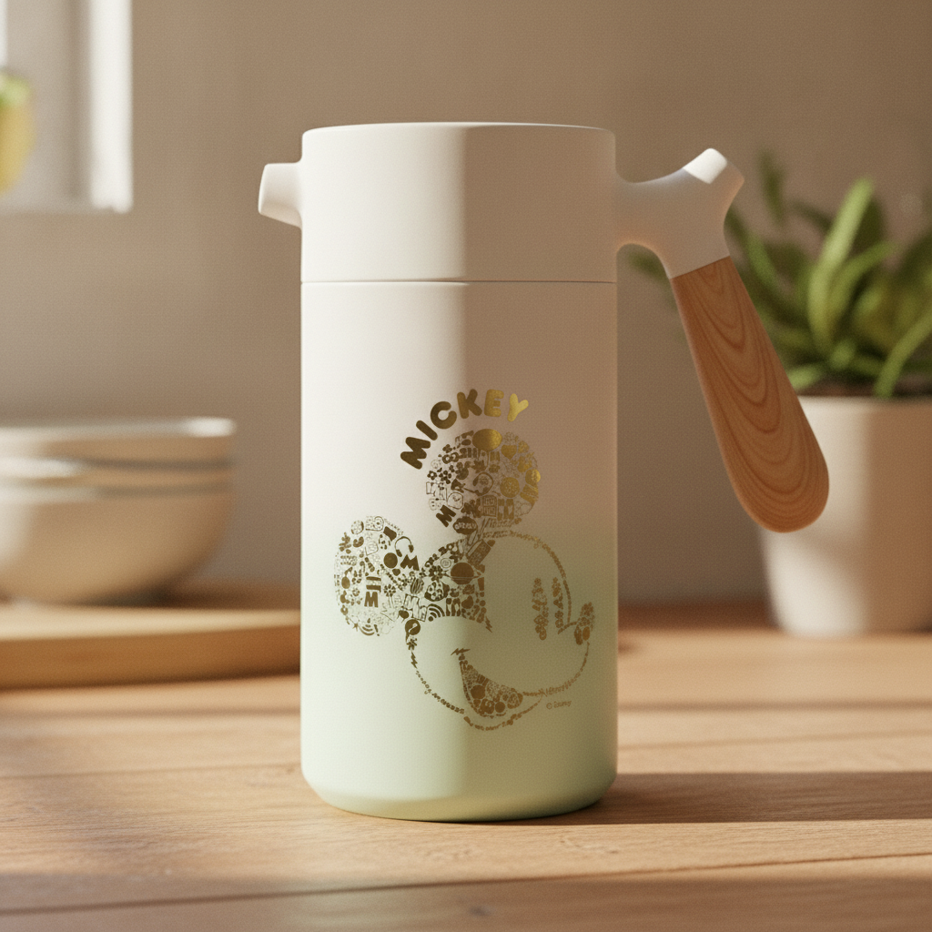 Mickey Mouse Thermal Flask with Wooden Handle