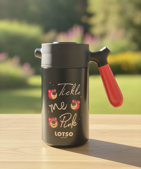 Disney Pixar Lotso 'Tickle Me Pink' Black & Red Handled Bottle