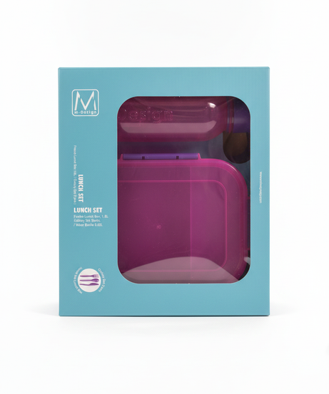 M-Design Fresco Lunch Set with 1.6L Lunch Box, 3-Piece Cutlery Set, and 0.65L Water Bottle