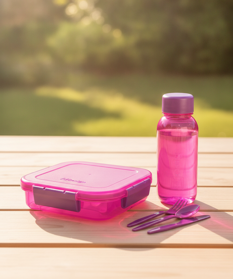 M-Design Fresco Lunch Set with 1.6L Lunch Box, 3-Piece Cutlery Set, and 0.65L Water Bottle