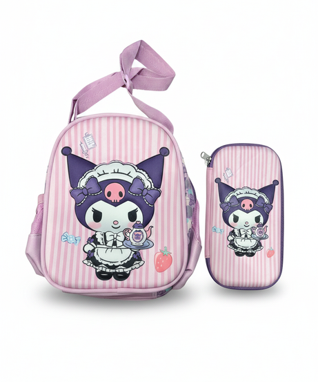 Kuromi Maid Theme Mini Backpack and Pencil Case Set