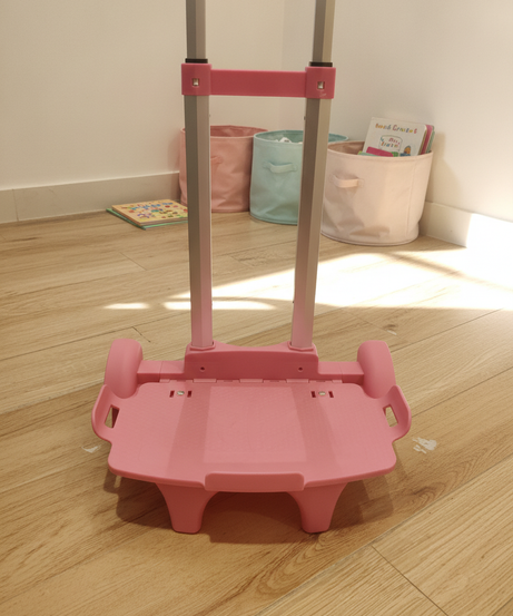 Children's Foldable Pink Trolley with Extendable Handle