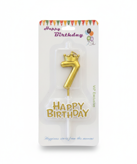 Happy Birthday Number 7 Crown Candle & Topper Set