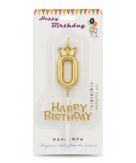 Happy Birthday Crown Number 0 Candle