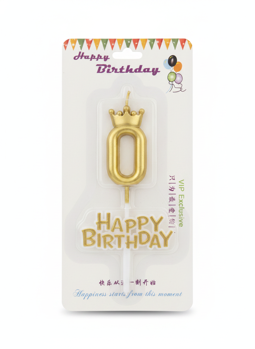 Happy Birthday Crown Number 0 Candle