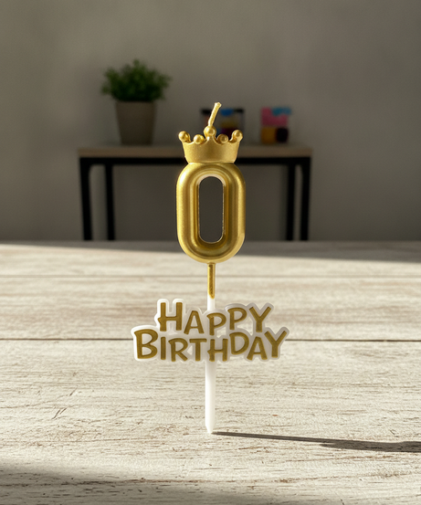 Happy Birthday Crown Number 0 Candle