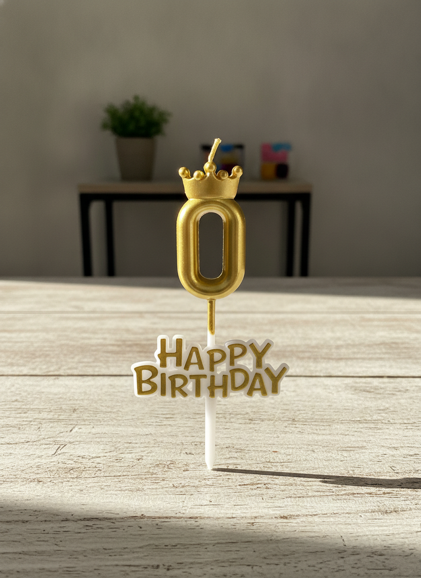 Happy Birthday Crown Number 0 Candle