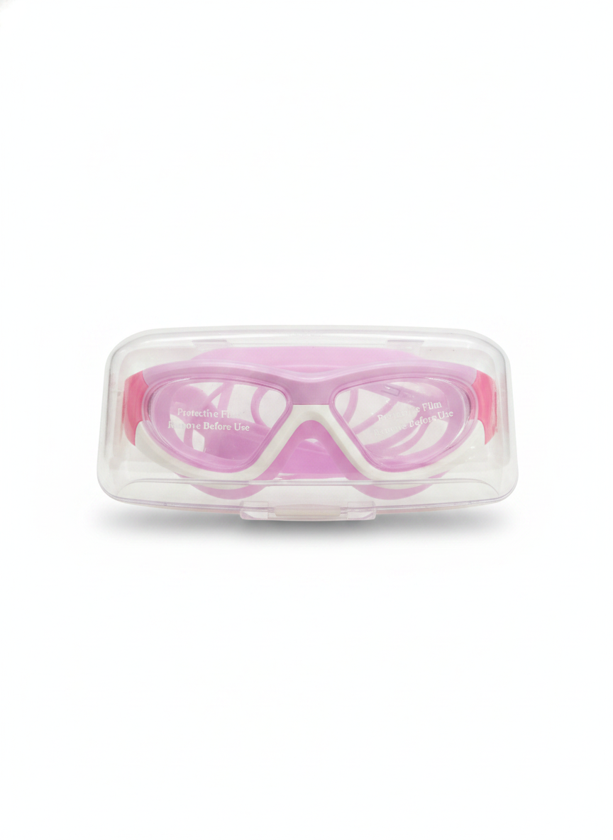 Children's Pink Swimming Goggles with Protective Case