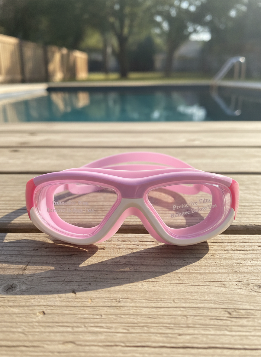 Children's Pink Swimming Goggles with Protective Case