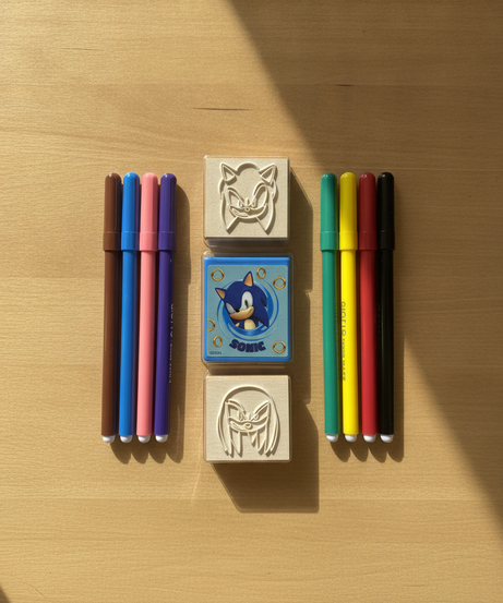Sonic The Hedgehog Set of Stamps and Markers
