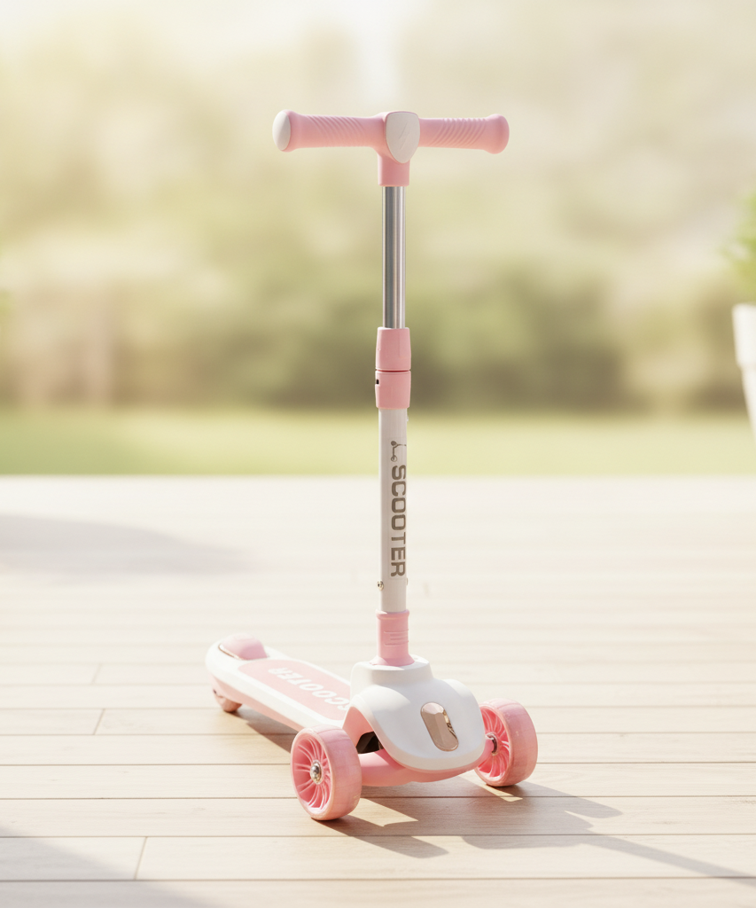 Kids' Pink 3-Wheel Adjustable Scooter