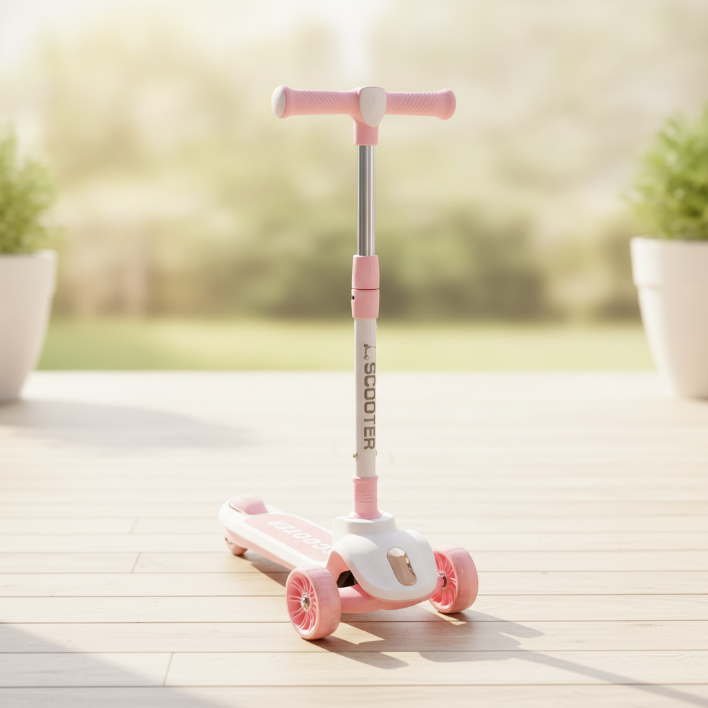 Kids' Pink 3-Wheel Adjustable Scooter