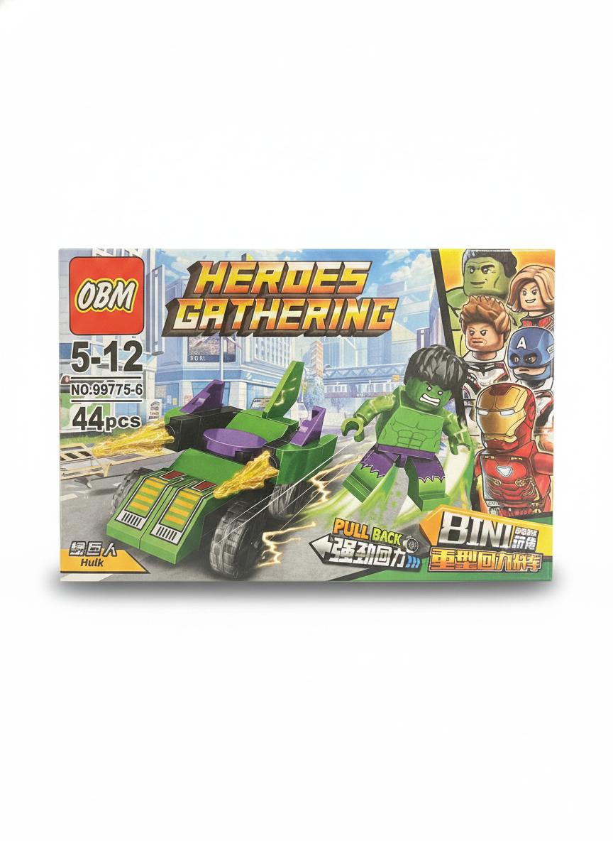 OBM Heroes Gathering Hulk Pull Back Vehicle Building Blocks (44pcs)