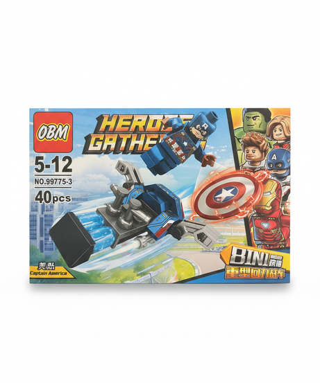 OBM Heroes Gather Captain America Heavy Duty Pullback Chariot Building Set