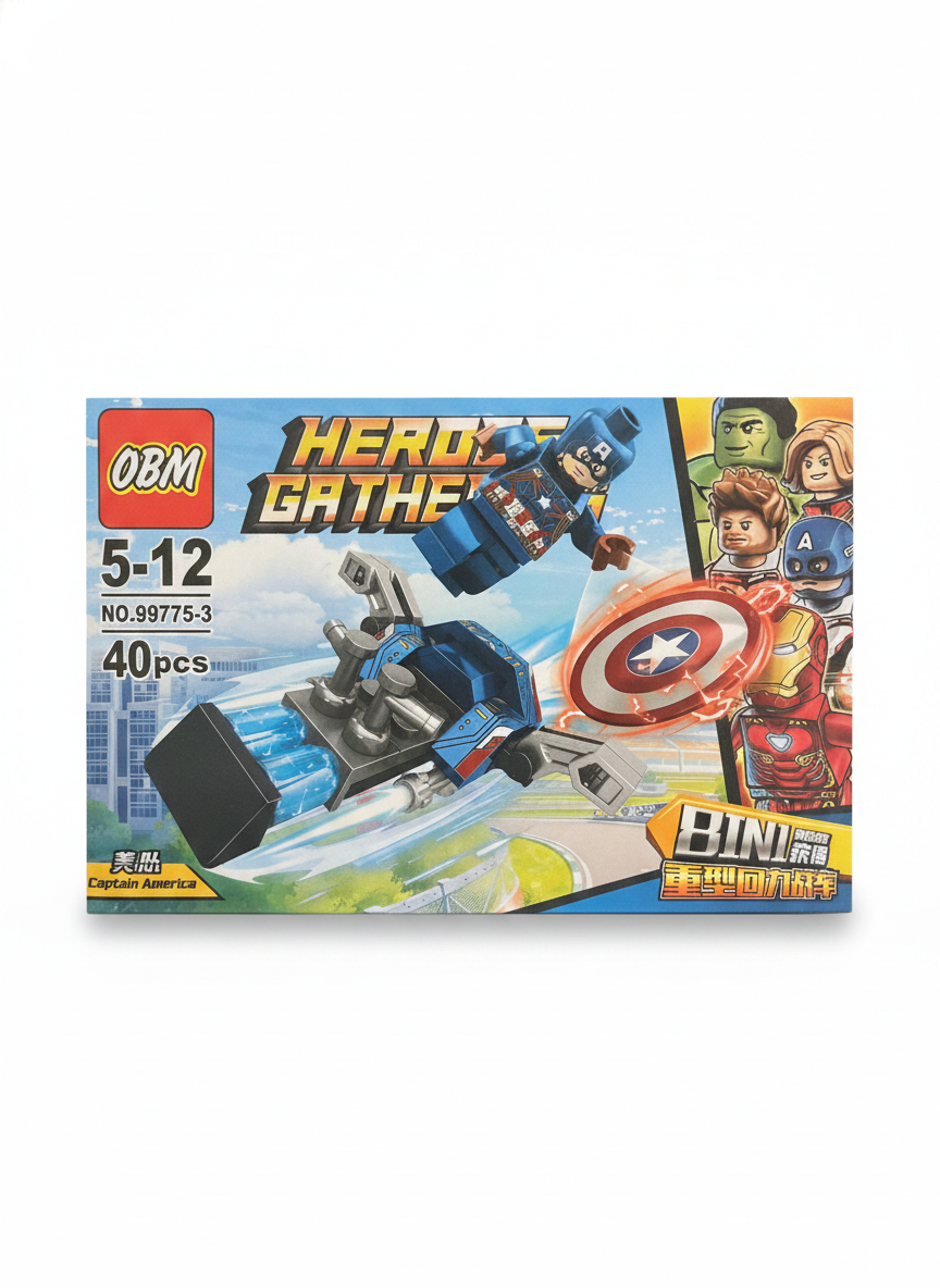 OBM Heroes Gather Captain America Heavy Duty Pullback Chariot Building Set