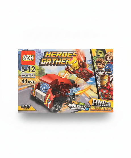 OBM Heroes Gather Iron Man MK 50 Pull Back Building Block Set