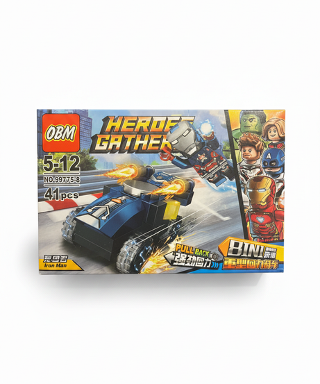 OBM Heroes Gather Iron Man Pull Back Vehicle Building Blocks