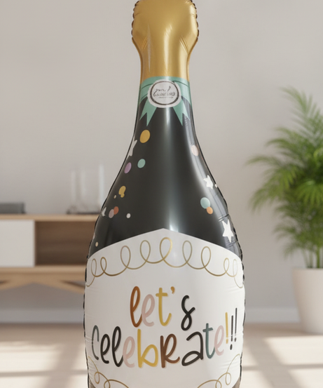 64-inch Large Standing Champagne Bottle Balloon, 1pc Balloon with Wide Base