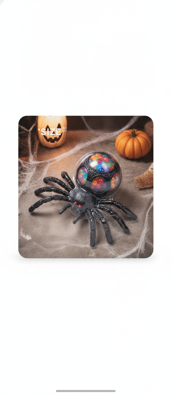 Halloween Realistic Black Spider Squishy Toy, Grape Ball Squeeze Fidget Toy