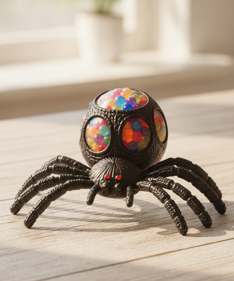 Halloween Realistic Black Spider Squishy Toy, Grape Ball Squeeze Fidget Toy