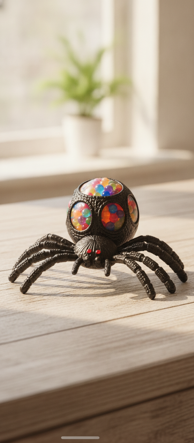 Halloween Realistic Black Spider Squishy Toy, Grape Ball Squeeze Fidget Toy