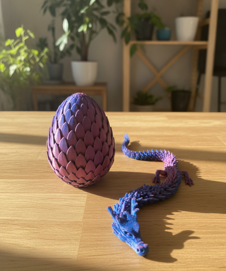 Iridescent Articulated Dragon and Scaled Egg Set