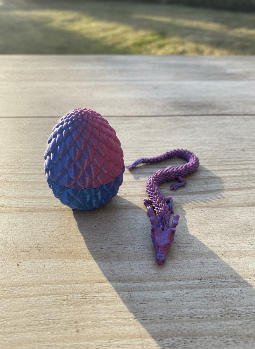 3D Printed Flexible Dragon and Scaled Egg Set