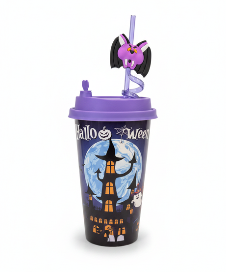 Halloween Themed Bat Straw Tumbler