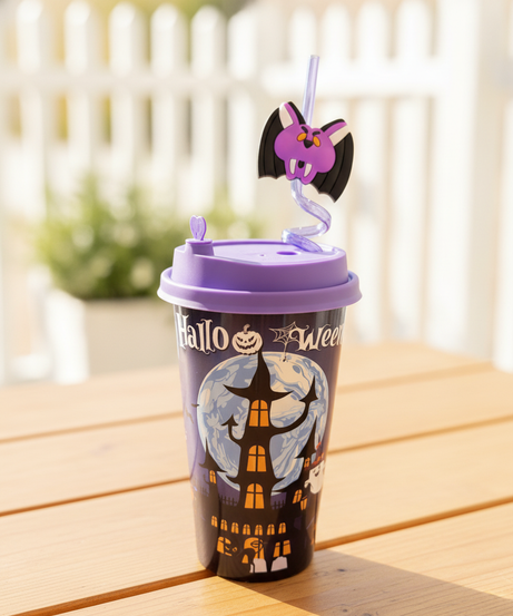 Halloween Themed Bat Straw Tumbler