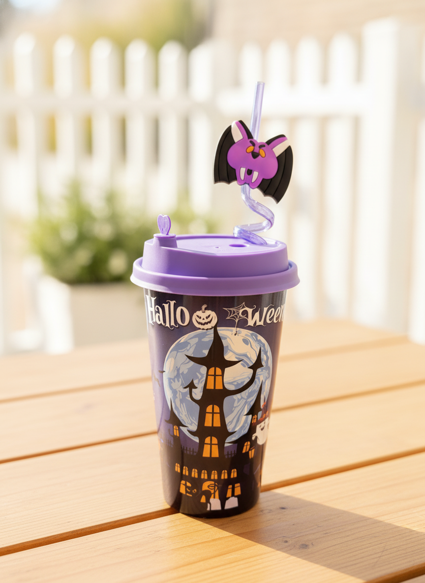 Halloween Themed Bat Straw Tumbler